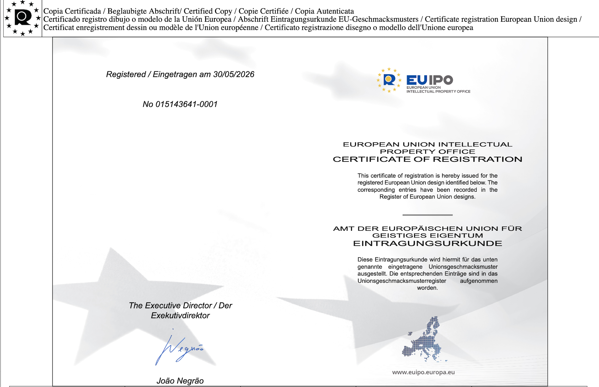 CINCINVINO’s Bottle Design Is Now Officially Registered by EUIPO as an European Union design